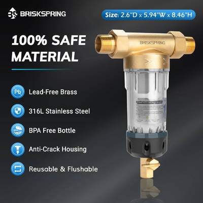 Son Evre Gıda Sınıfı Su Ön Filtresi 50 Mikron Geri Yıkama ve Derin Temizleme Sistemli Yeniden Kullanılabilir Tasarım Ev Suyu İçin