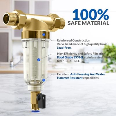 Ev İçin 40 Mikron Yıkanabilir Filtrasyon Döndürmeli Su Ön Filtresi