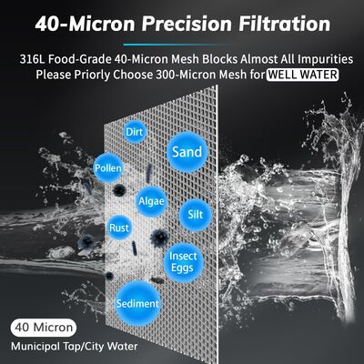 40 µm Filtrasyon Hassasiyetli ve Yeniden Kullanılabilir Ağ Filtreli Dördüncü Nesil Manuel Tüm Ev Su Ön Filtresi