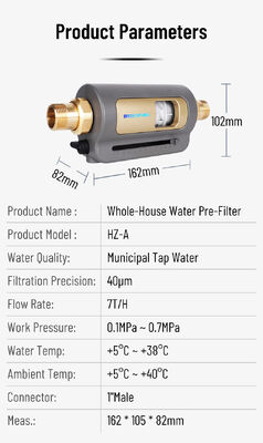 BriskSpring HZ-A 7 T/H 40 Mikron 360 Derece Döner Kurulumlu Tüm Ev Sediment Ön Filtresi