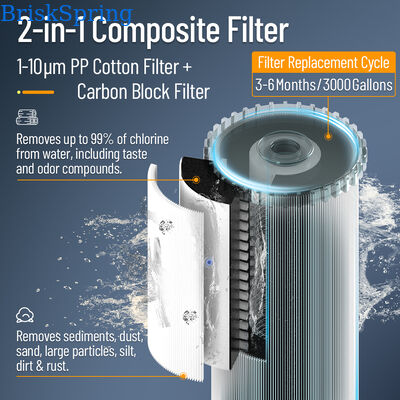 BriskSpring N1-2C-BS Whole House Water Filtration System with 1-10 Micron Filtration and 3 T/H Flow Rate Featuring Quick-Service Cartridge