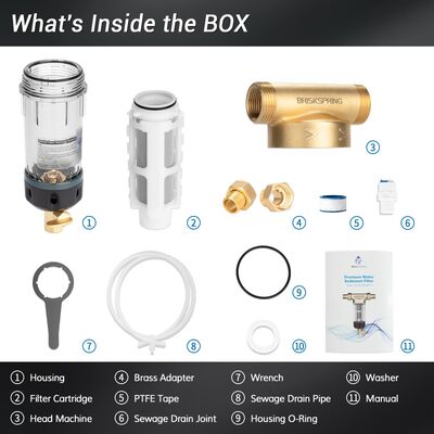 40 Micron Whole House Water Pre Filter with Manual Flush and Reusable Mesh Sediment Filter