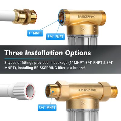 40 Micron Whole House Water Pre Filter with Manual Flush and Reusable Mesh Sediment Filter