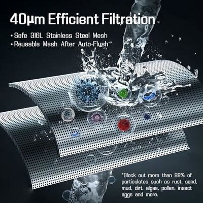 Automatic Water Pre Filter Sediment Pre Filter with 40 Micron SUS316L Mesh and Timed Self Flushing for Whole House