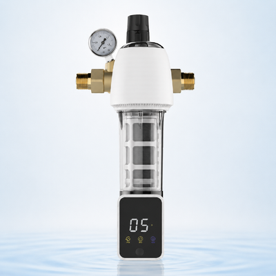 BriskSpring F3-W1-BS 40 Mikron Filtrasyon SUS316L Paslanmaz Çelik Ağı ve Entegre Basınçölçeri ile Tüm Ev Spin-Down Sediment Ön Filtresi