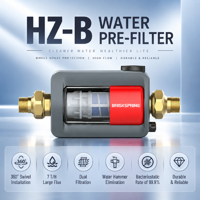 HZ-B Yatay Tüm Ev Su Ön Filtresi 40 Mikron El Fırlatma Sediment Filtresi 7T/H